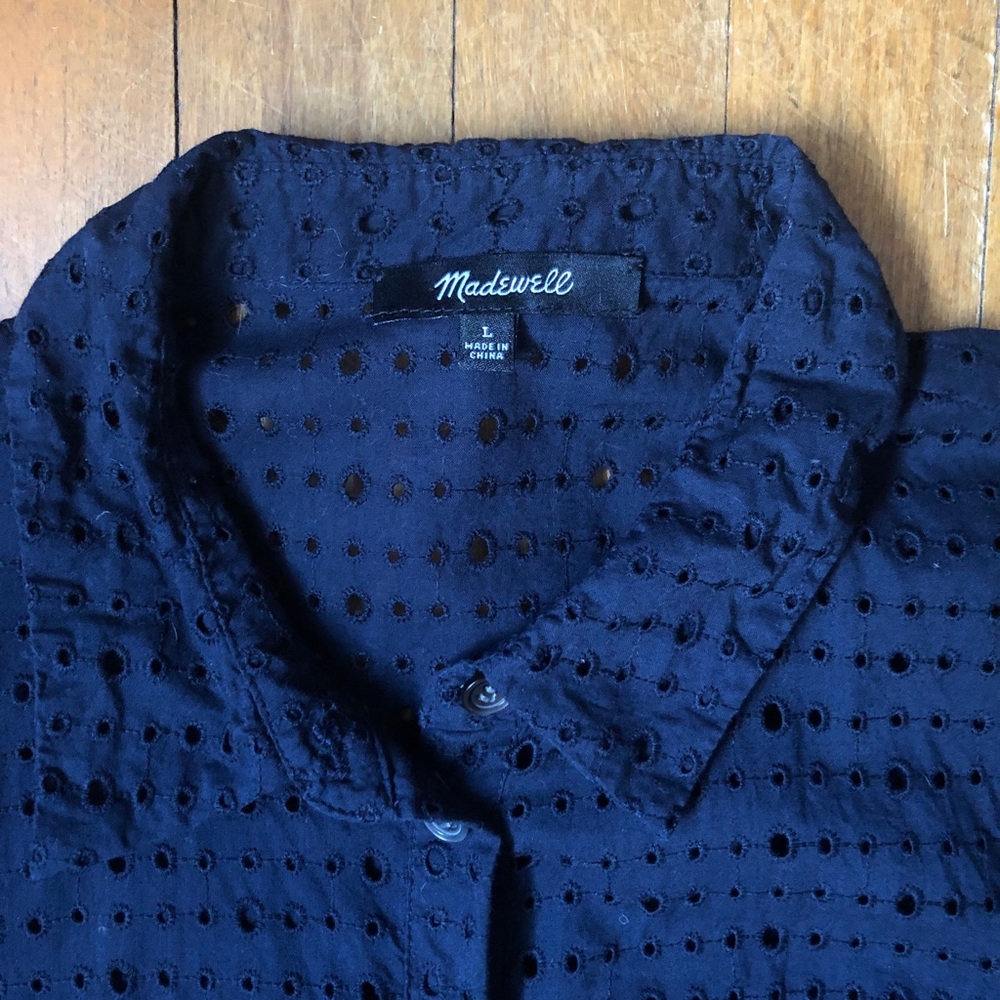 Madewell Burton Down Eyelet Swing Top - Navy - Picture 3 of 3